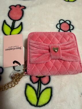 Juicy Couture Pink Quilted Velvet Bow Wallet Small